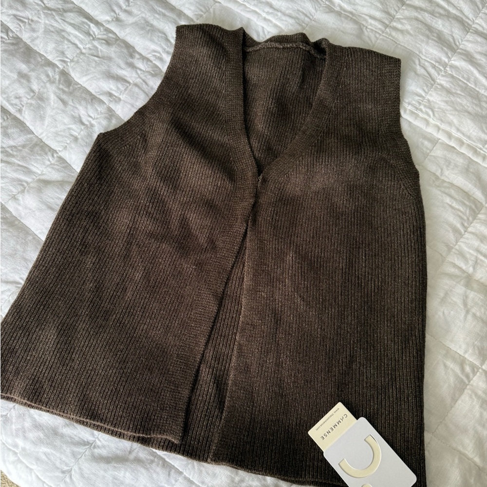 NWT Commense Brown Sleeveless Rib Knit Top